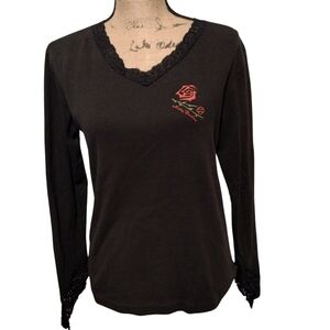 Harley Davidson Vintage Y2K Lace Lined Long Sleeve Women's Size L